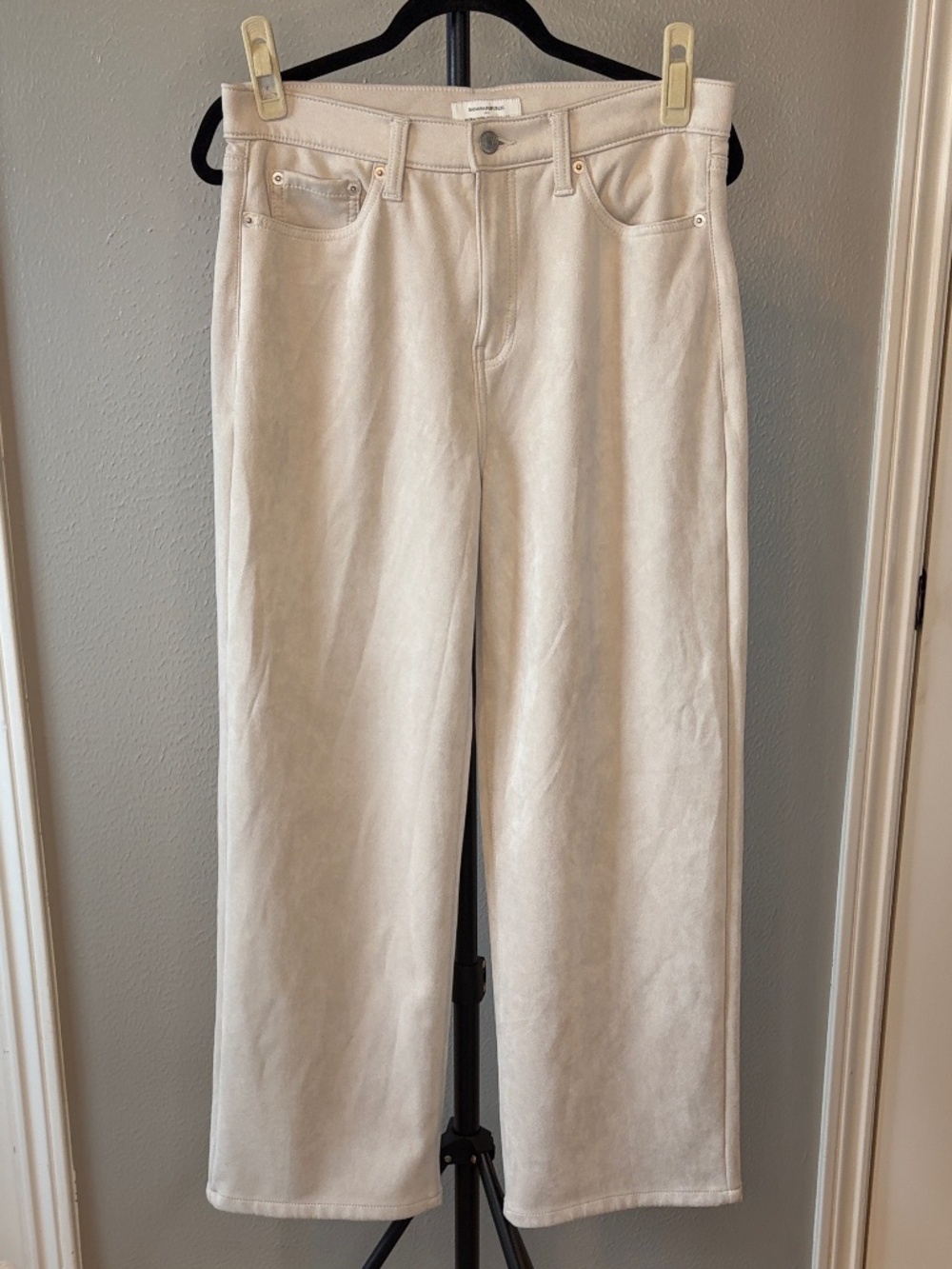 Banana Republic Wide-Leg High-Rise Faux Suede Pants Cream - Size 10 Petite (30) - Picture 2 of 6